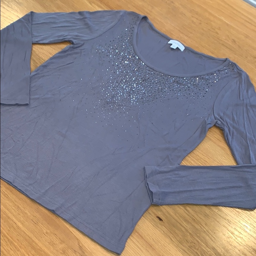 Gray C Klein~Sparkle Crew Neck Stretch Size L10-12